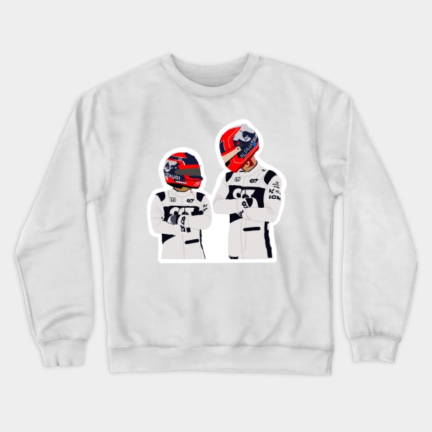 Yuki Tsunoda and Pierre Gasly for Alfa Tauri 2021 Crewneck Sweatshirt by royaldutchness